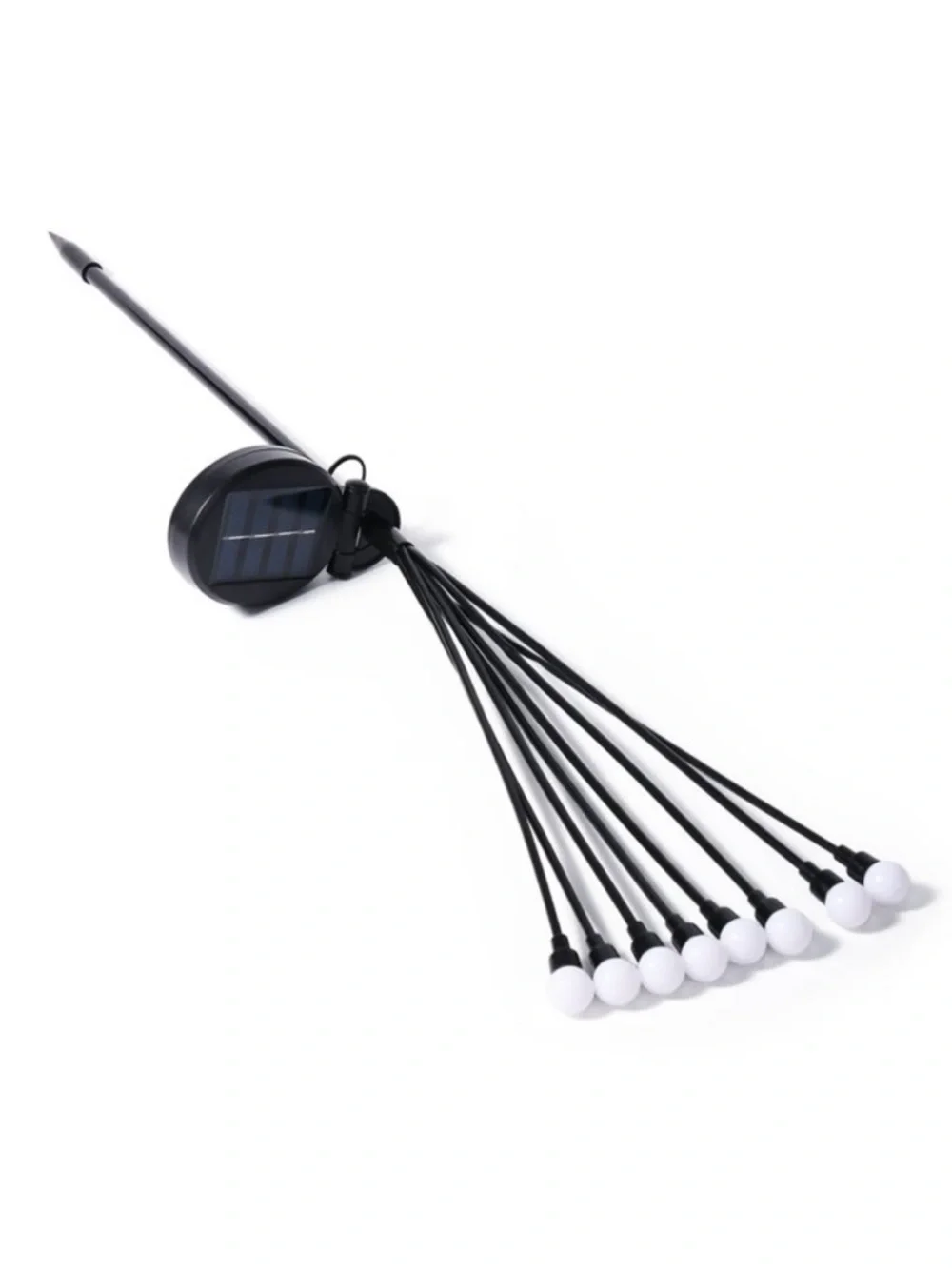 New! Solar Firefly Garden Stake Lights - Black with White, 8 Bulbs